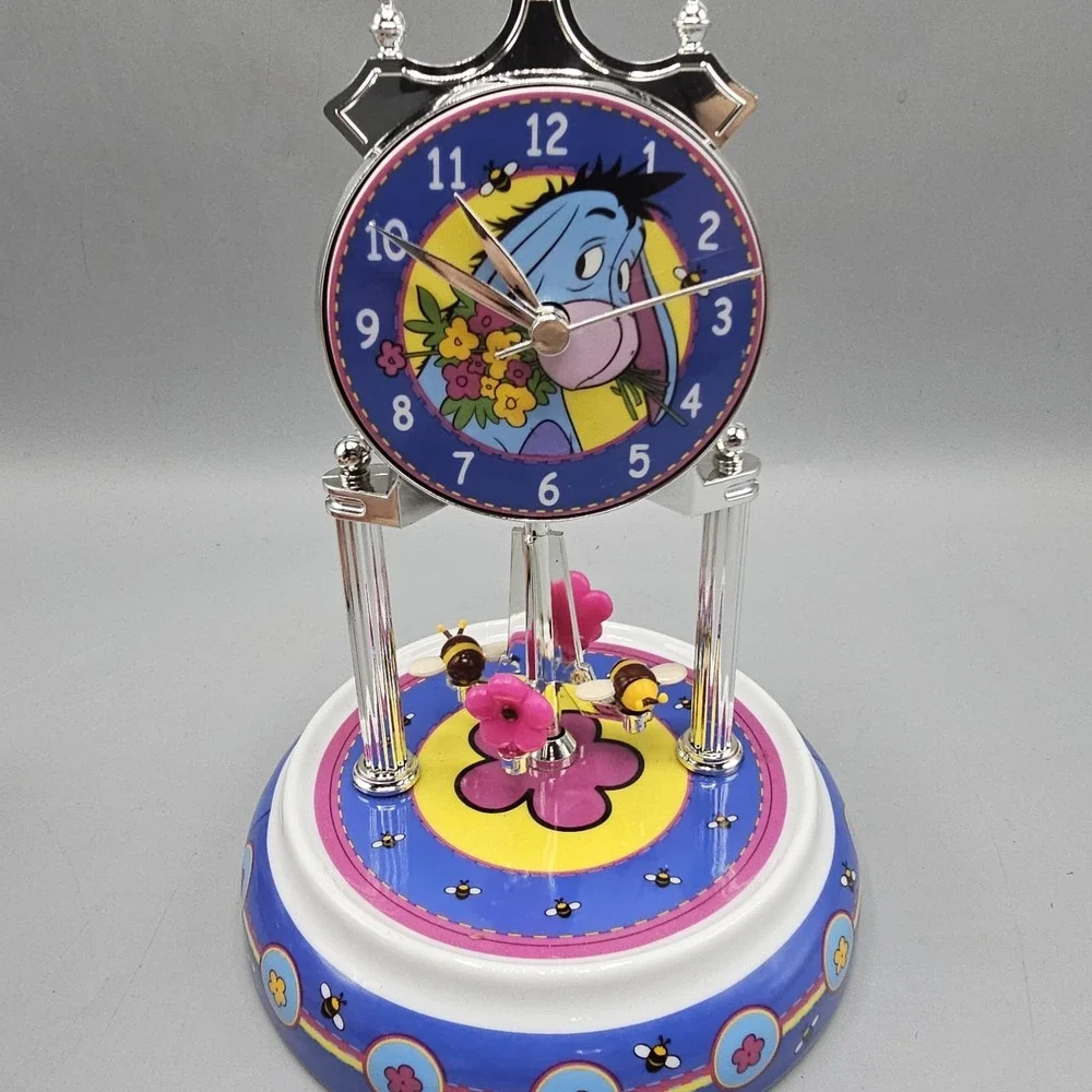 Disney Winnie the Pooh Eeyore Anniversary Clock Ladybugs & Bees Spin Pendulum